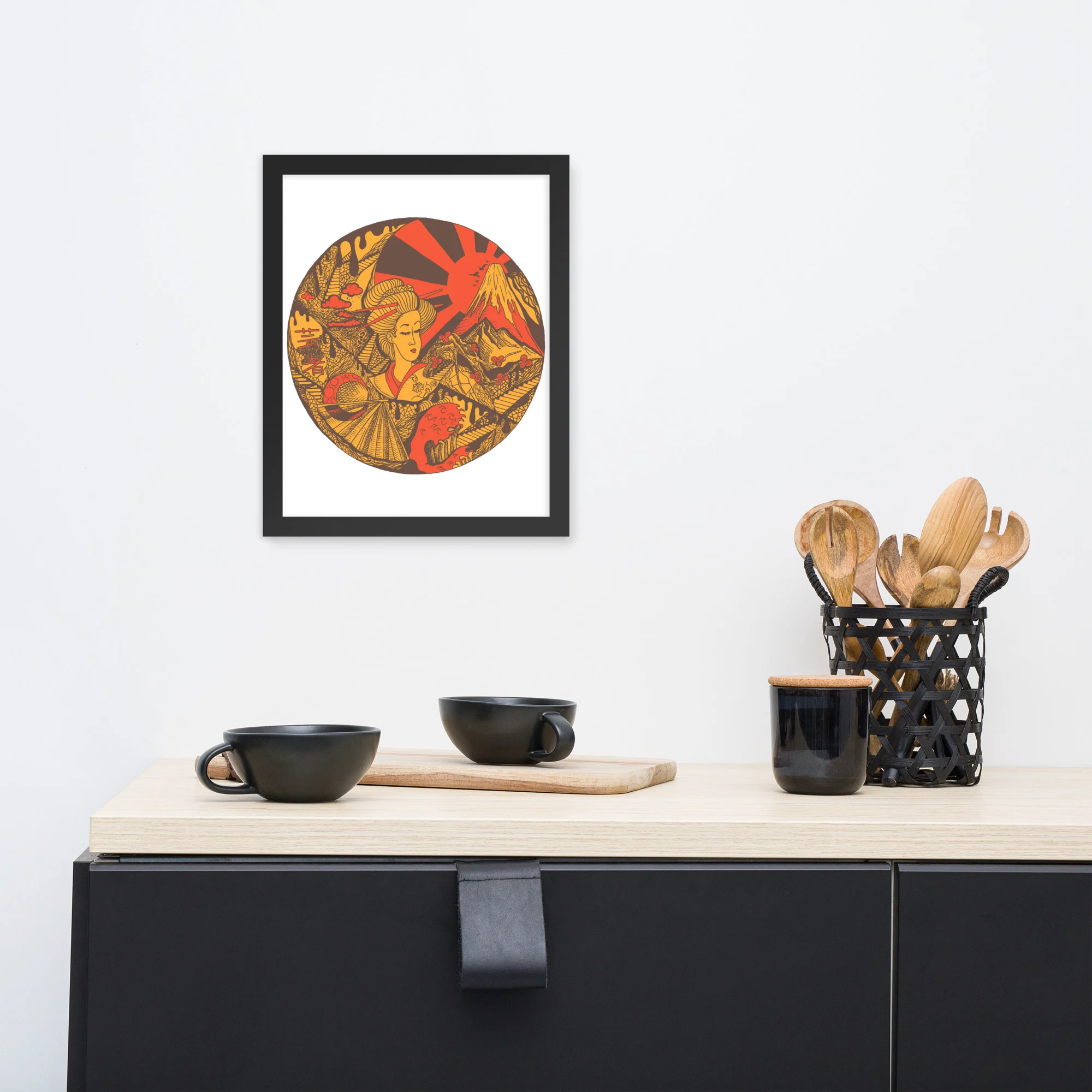 Cafe Dreaming of Japan - Japanese Circle Framed Art Print - Image 2