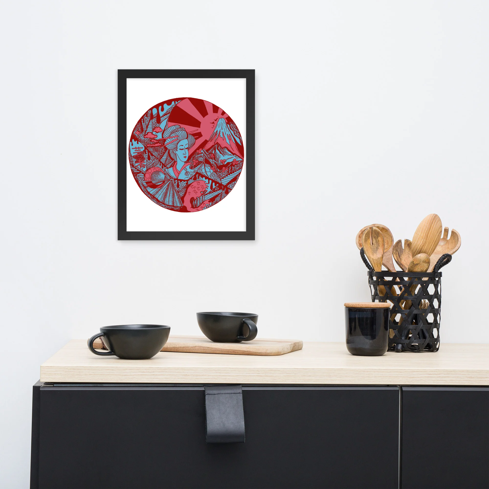 Pastel Blue Dreaming of Japan - Japanese Circle Framed Art Print - Image 2
