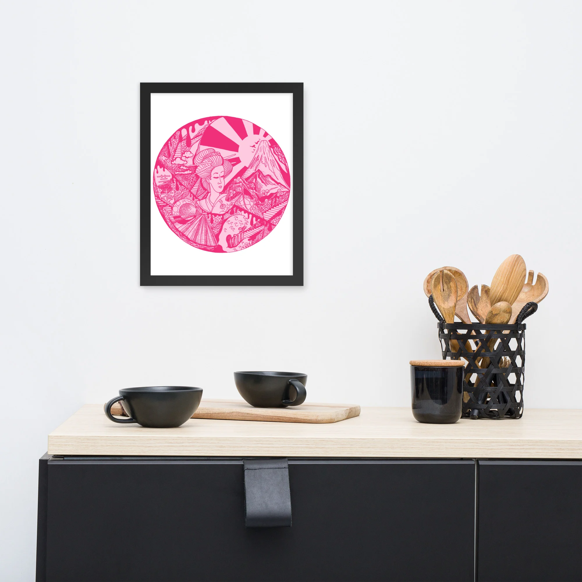 Pink Dreaming of Japan - Japanese Circle Framed Art Print - Image 2
