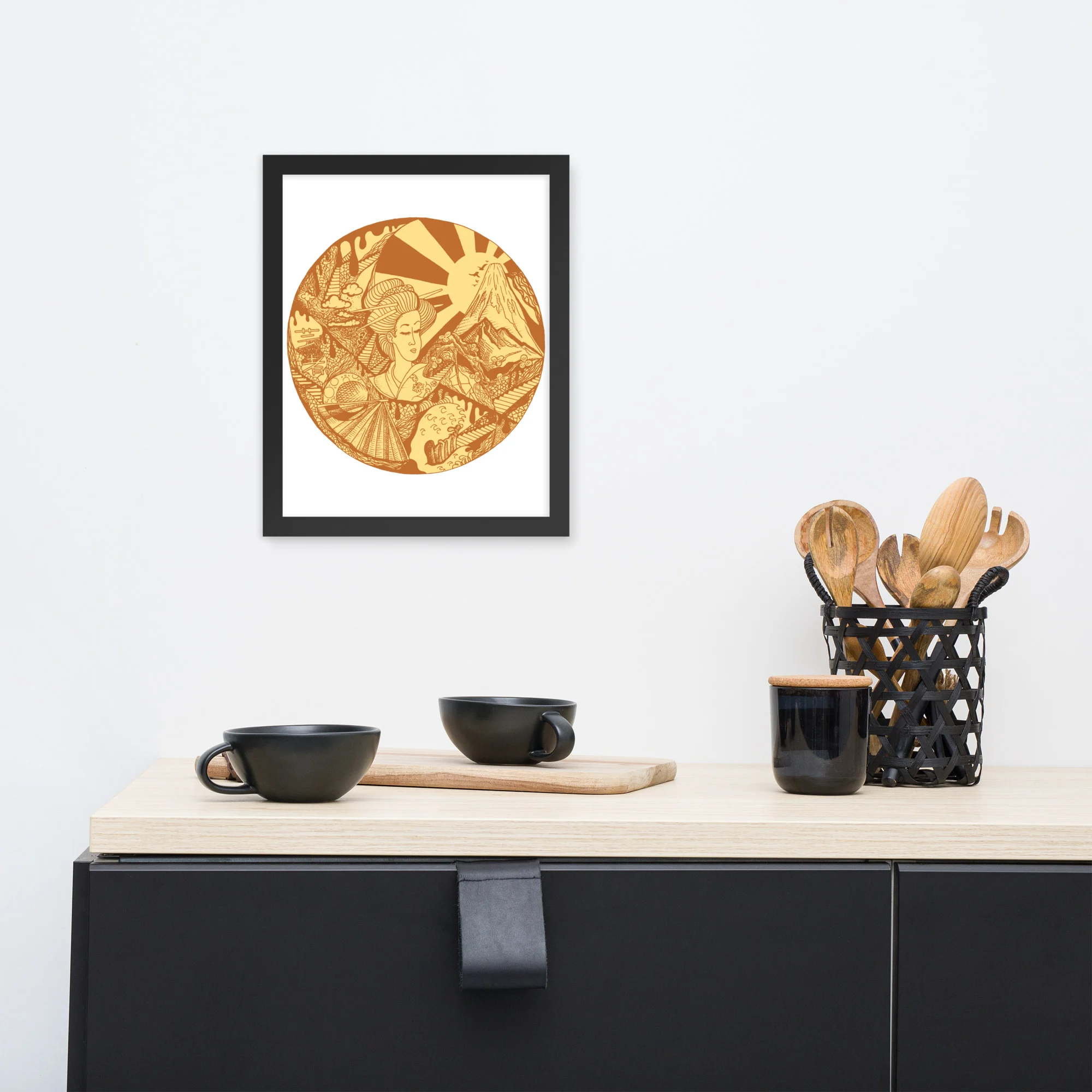 Terracotta Dreaming of Japan - Japanese Circle Framed Art Print - Image 2