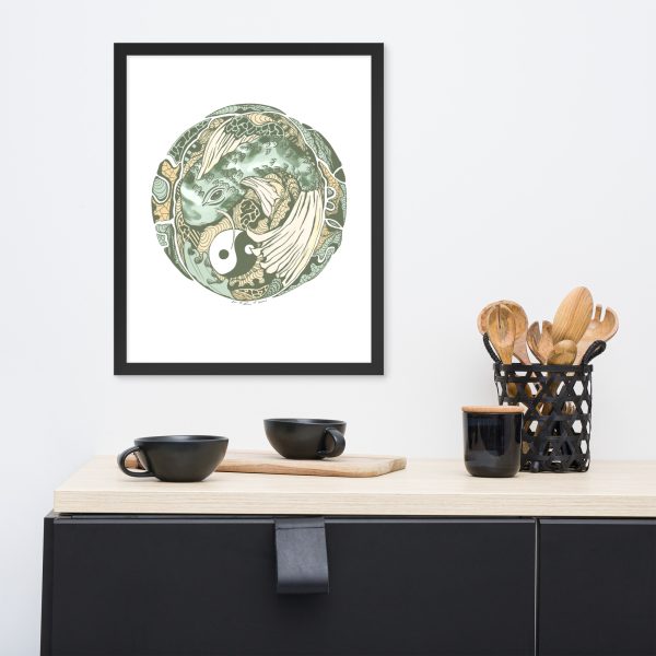 Sage Green Koi of Balance - Koi Fish Framed Art Print