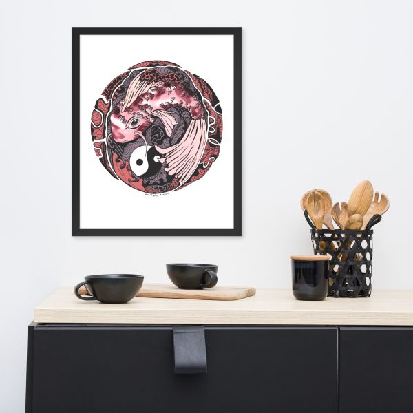 Amber and Rose Koi of Balance - Koi Fish Framed Art Print