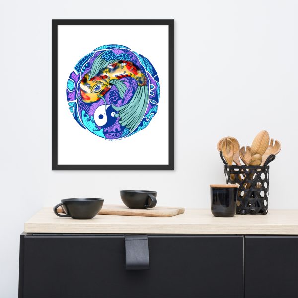 Blue Koi of Balance - Koi Fish Framed Art Print
