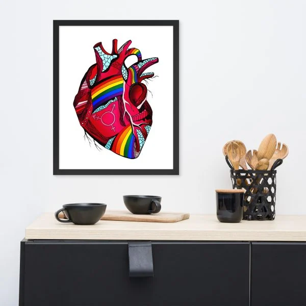 Pride Heart in Frames - Pride Framed Art Print