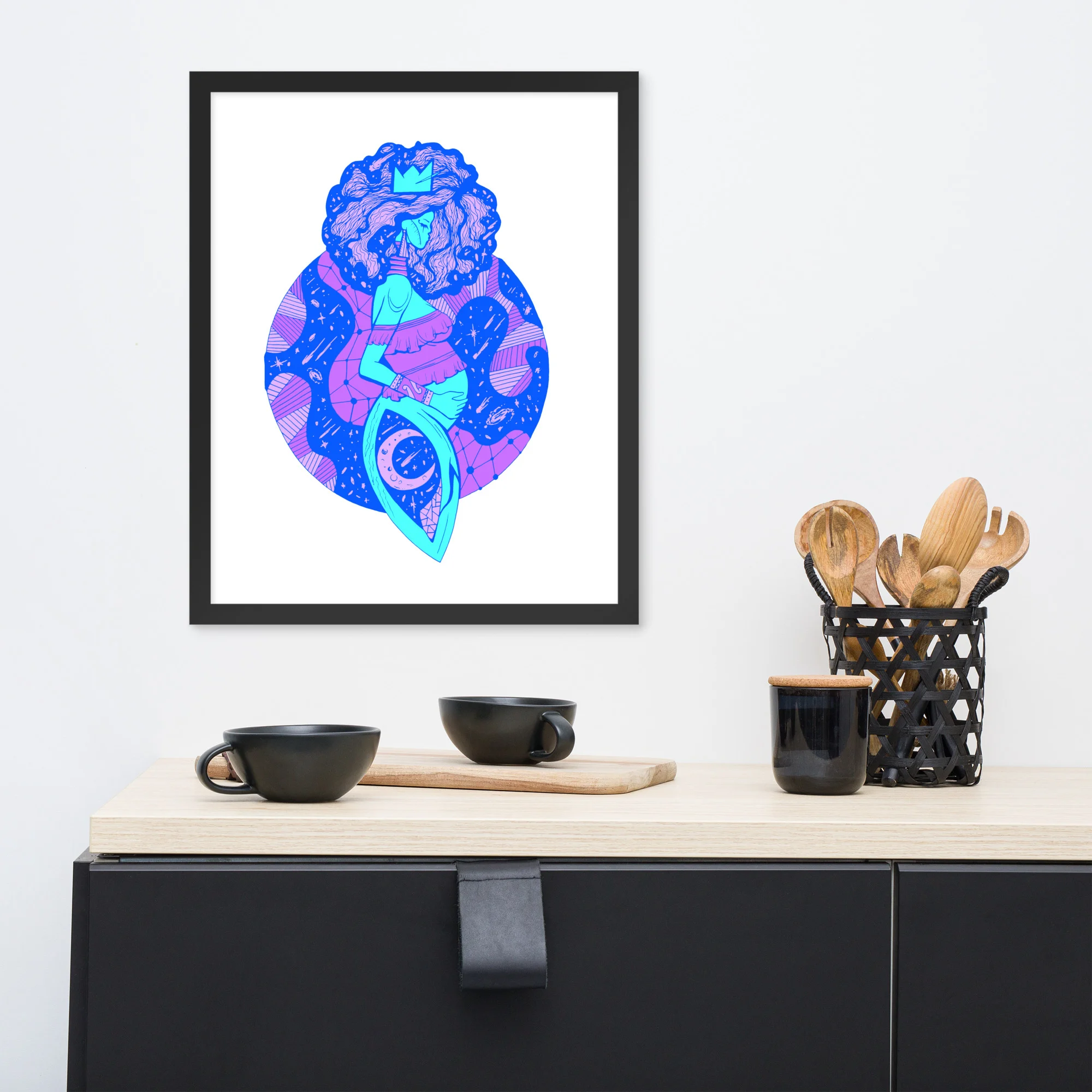 Blue Birth of Sahelle | Art gift for Mom Framed Art Print - Image 3