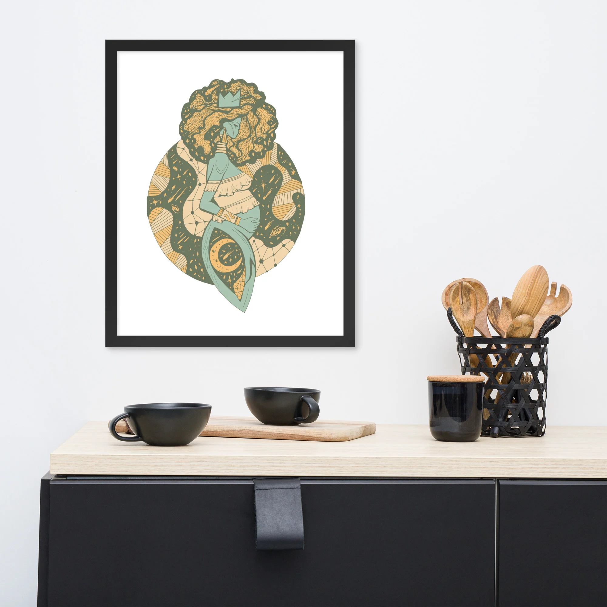 Sage Green Birth of Sahelle | Art gift for Mom Framed Art Print - Image 3