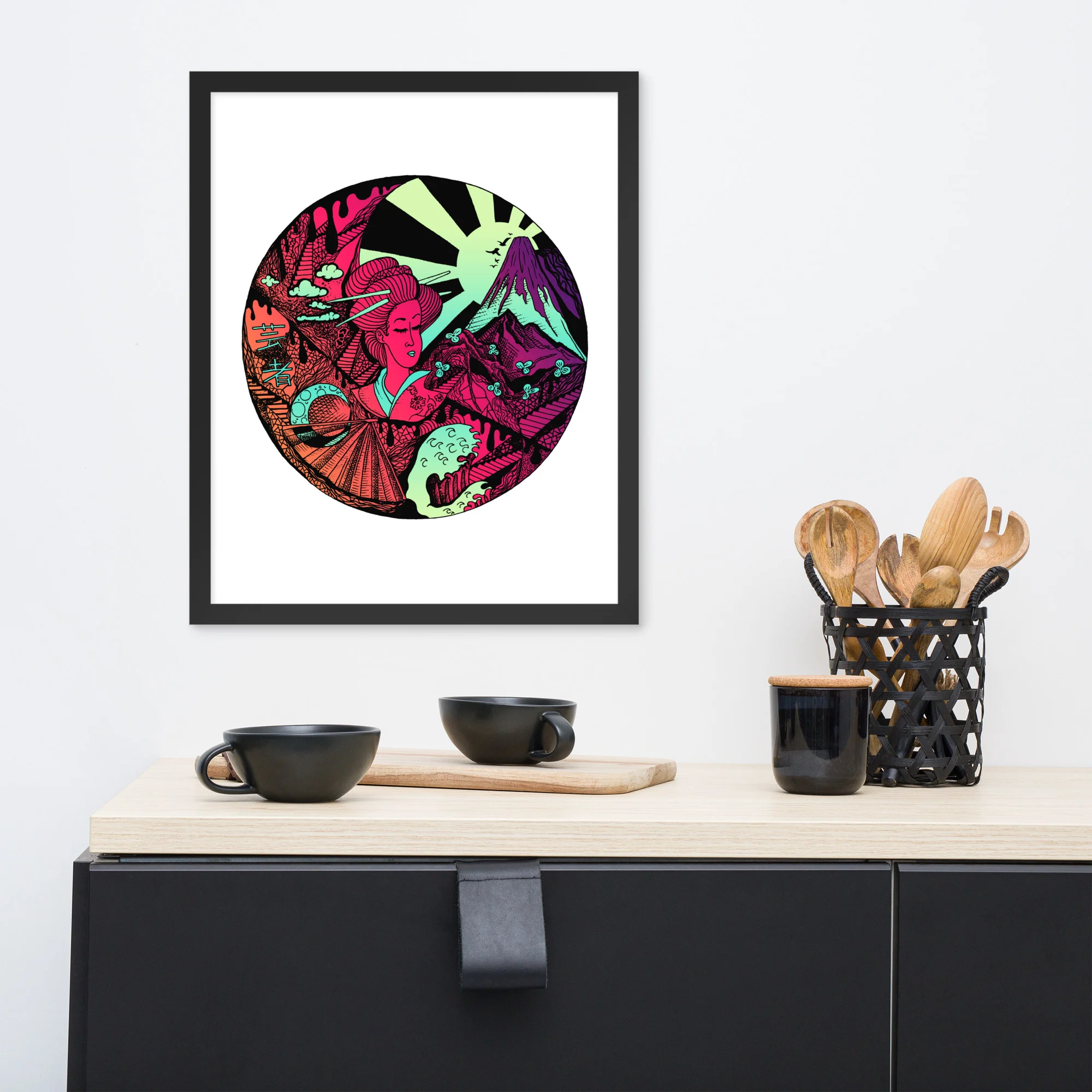 Blue Red Blend Dreaming of Japan - Japanese Framed Art Print - Image 3
