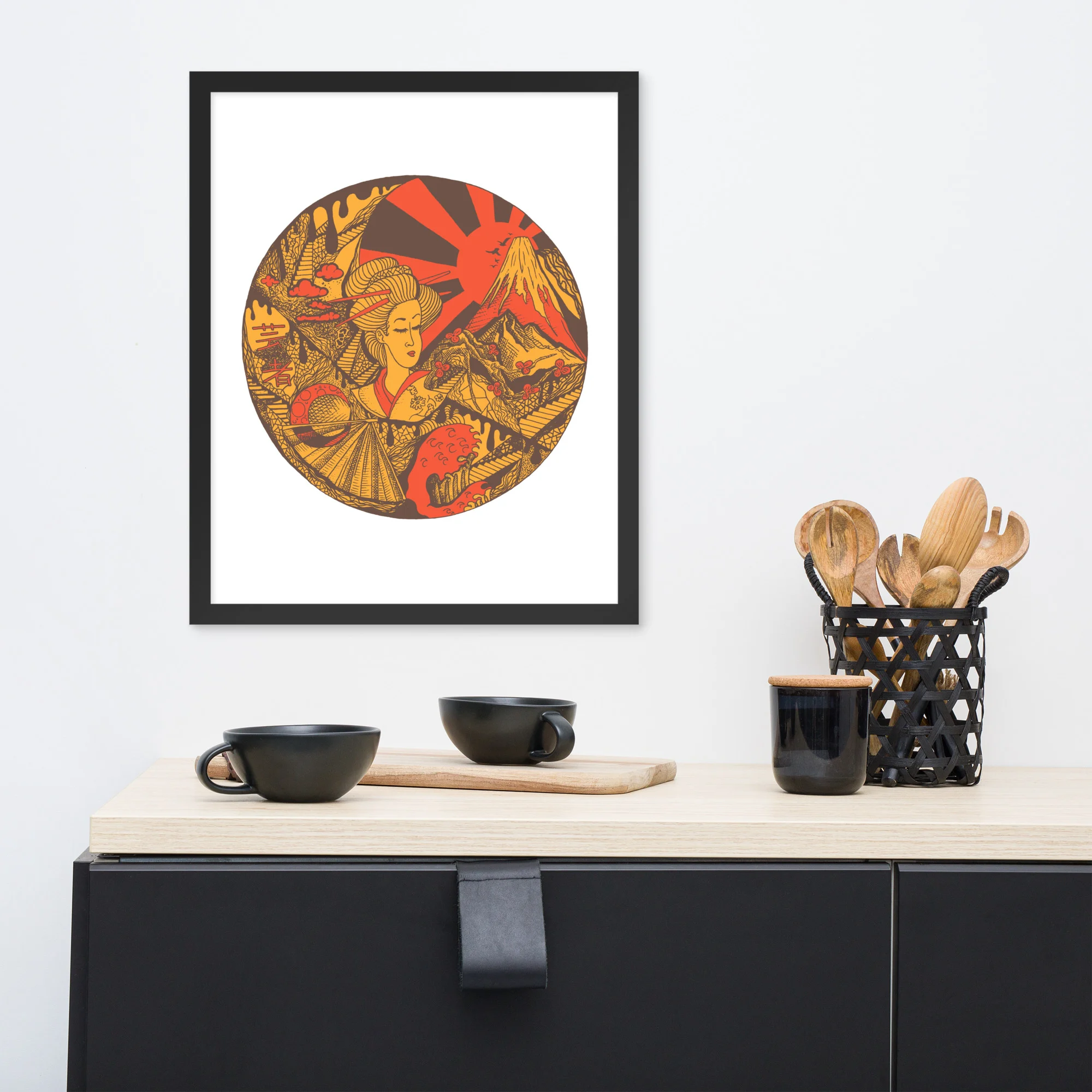 Cafe Dreaming of Japan - Japanese Circle Framed Art Print - Image 3