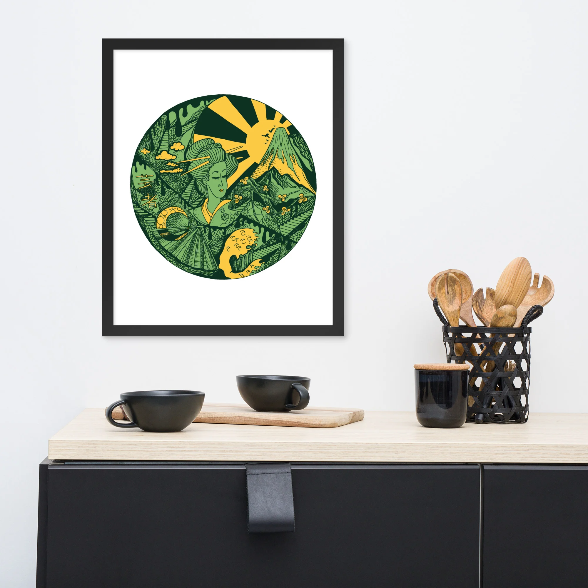 Forrest Green Dreaming of Japan - Japanese Circle Framed Art Print - Image 3