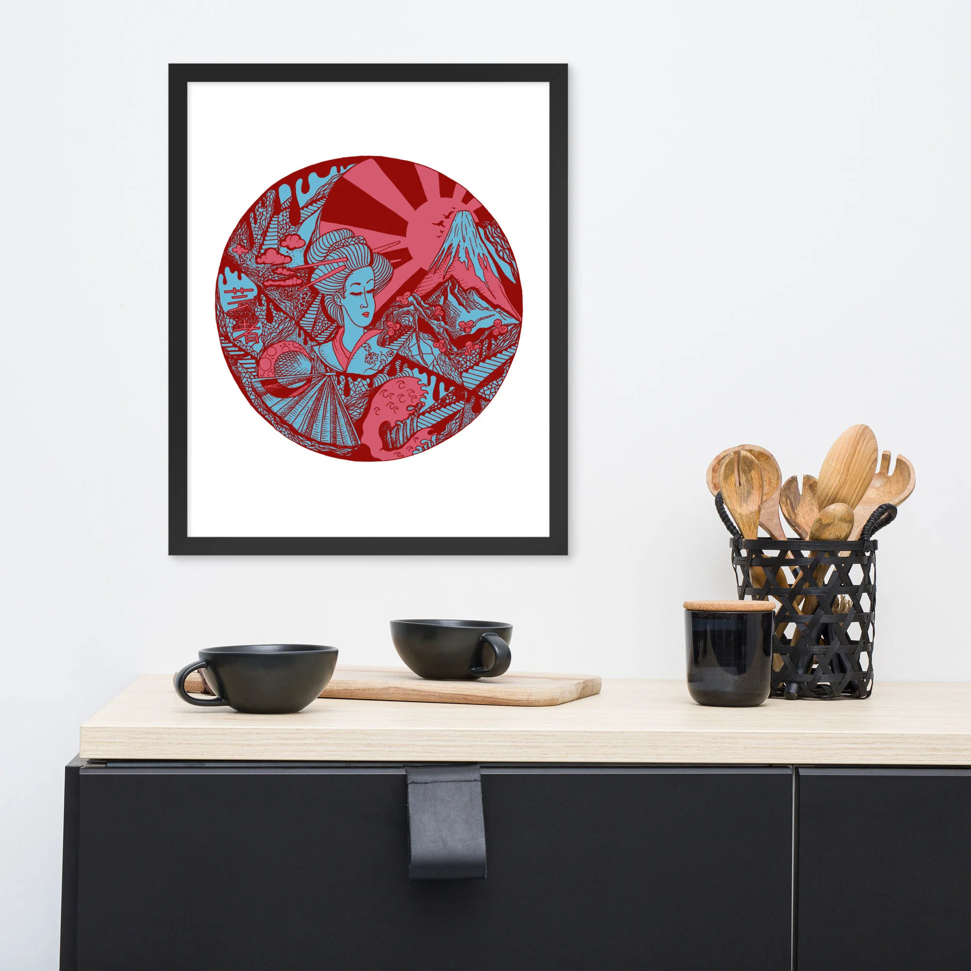 Pastel Blue Dreaming of Japan - Japanese Circle Framed Art Print - Image 3