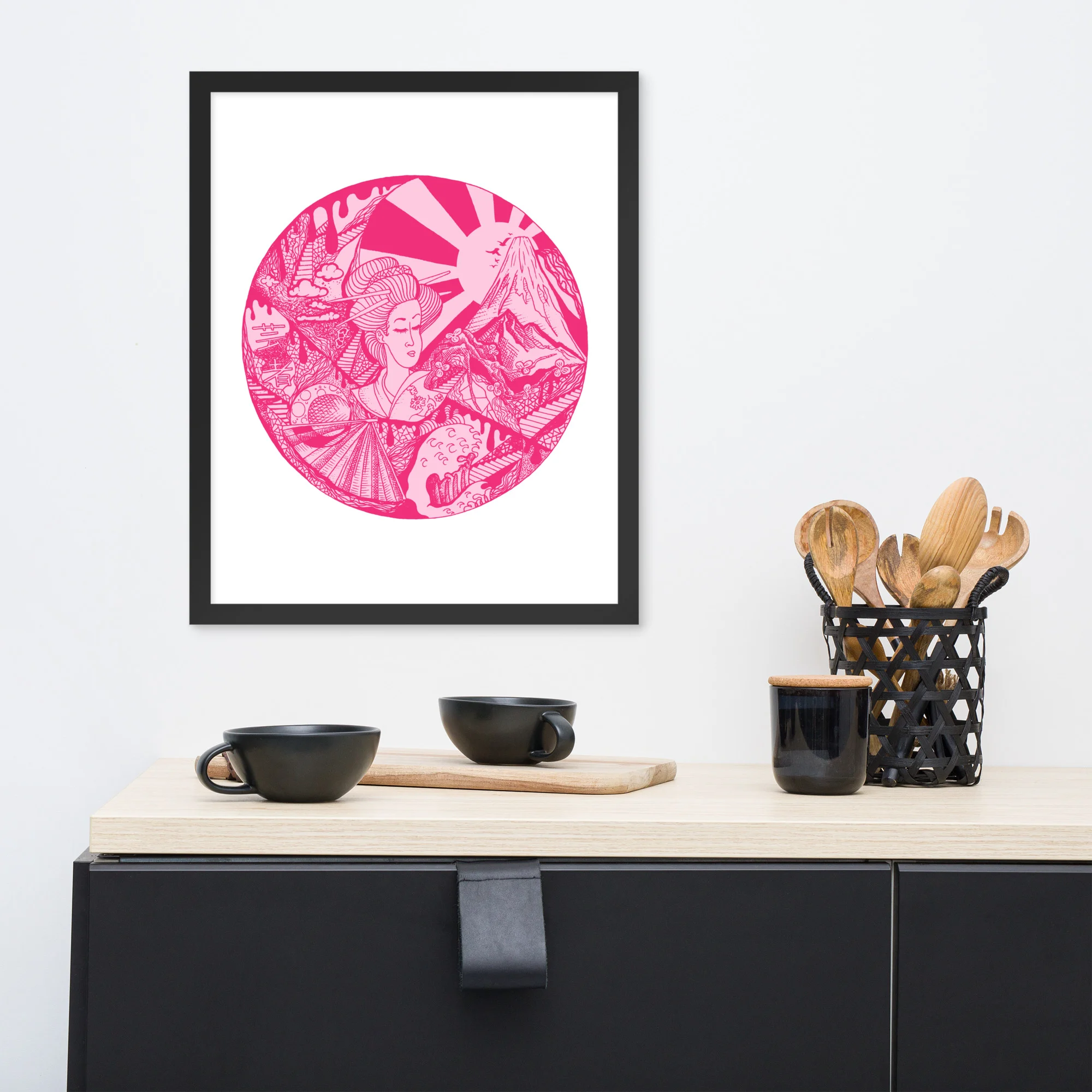 Pink Dreaming of Japan - Japanese Circle Framed Art Print - Image 3
