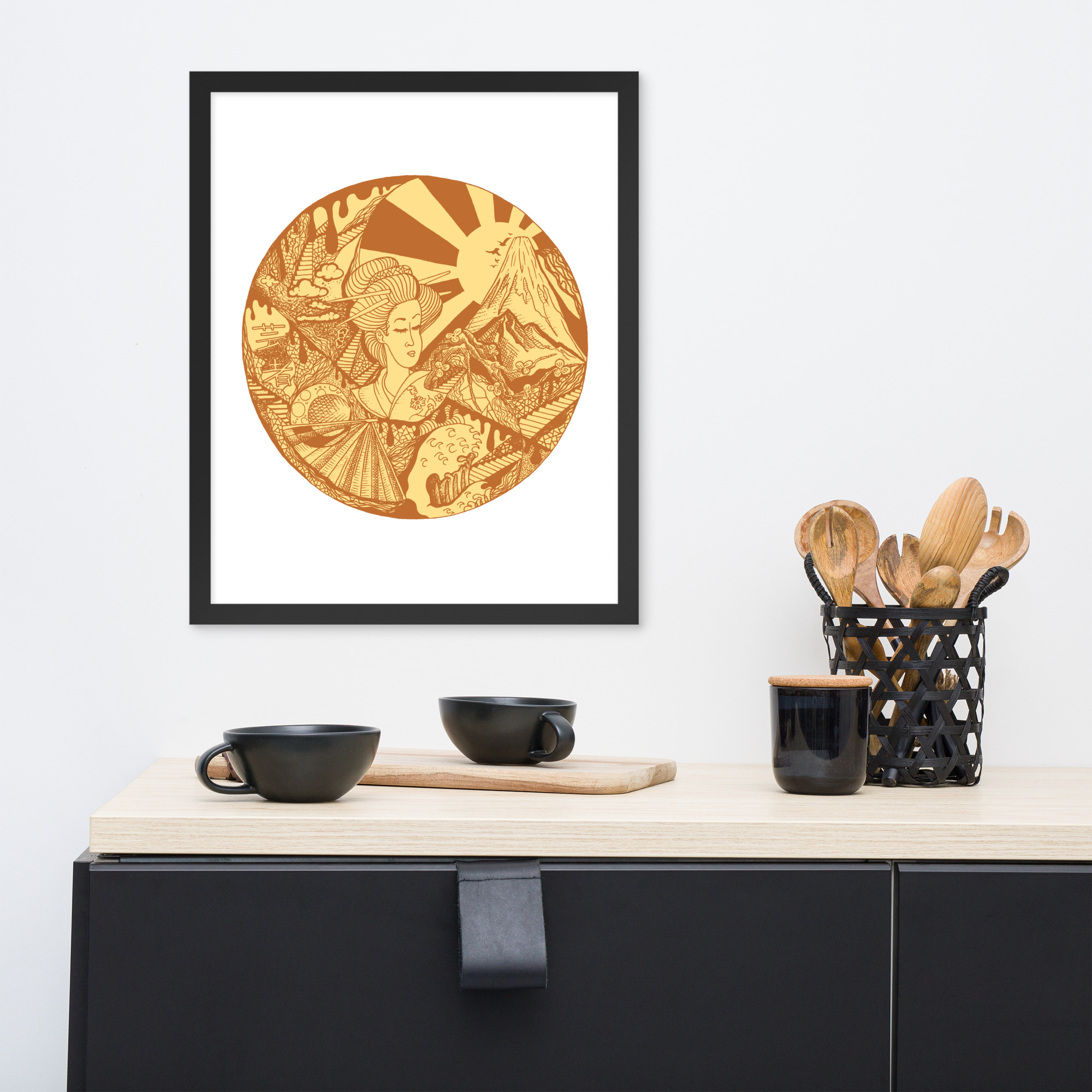 Terracotta Dreaming of Japan - Japanese Circle Framed Art Print - Image 3