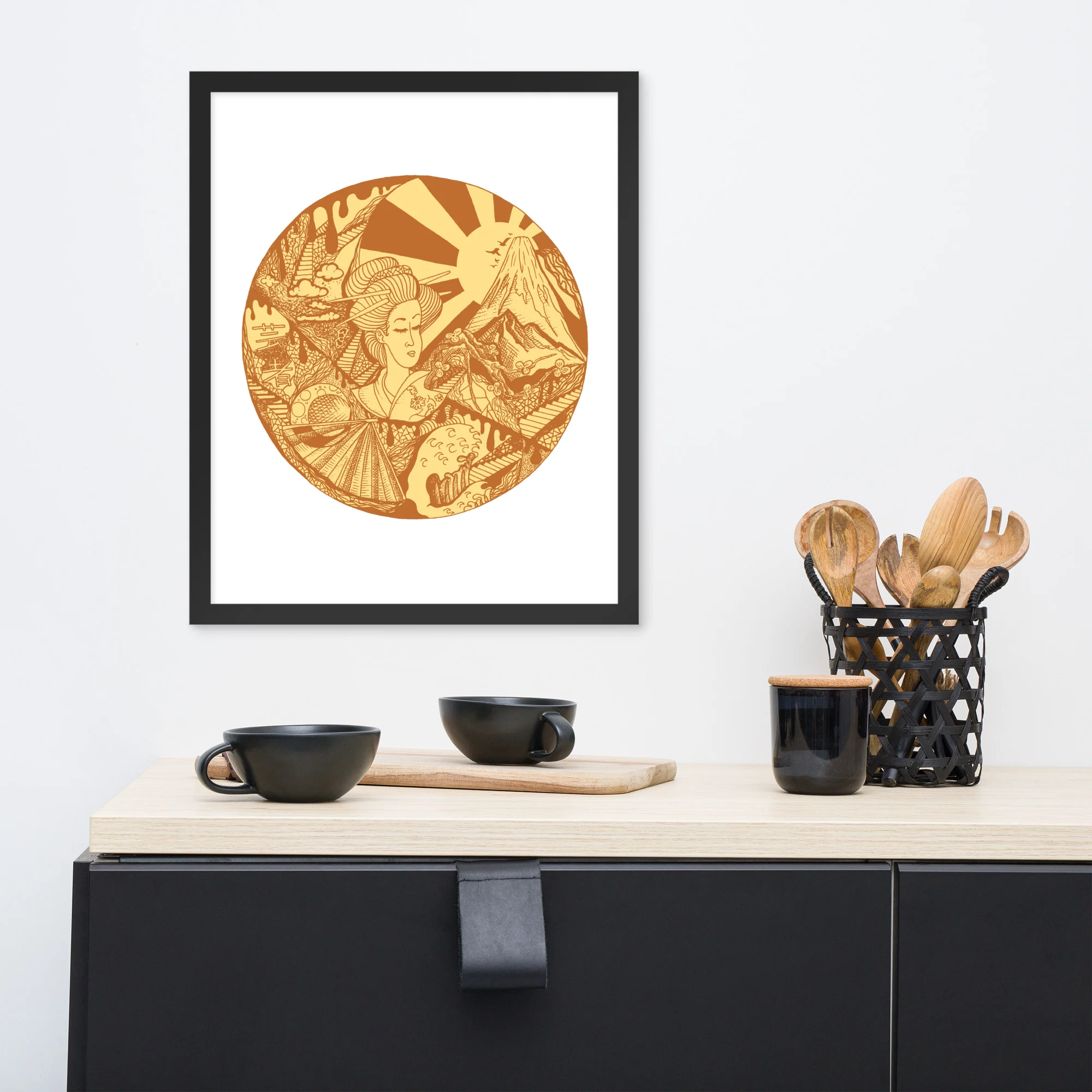 Terracotta Dreaming of Japan - Japanese Circle Framed Art Print - Image 3