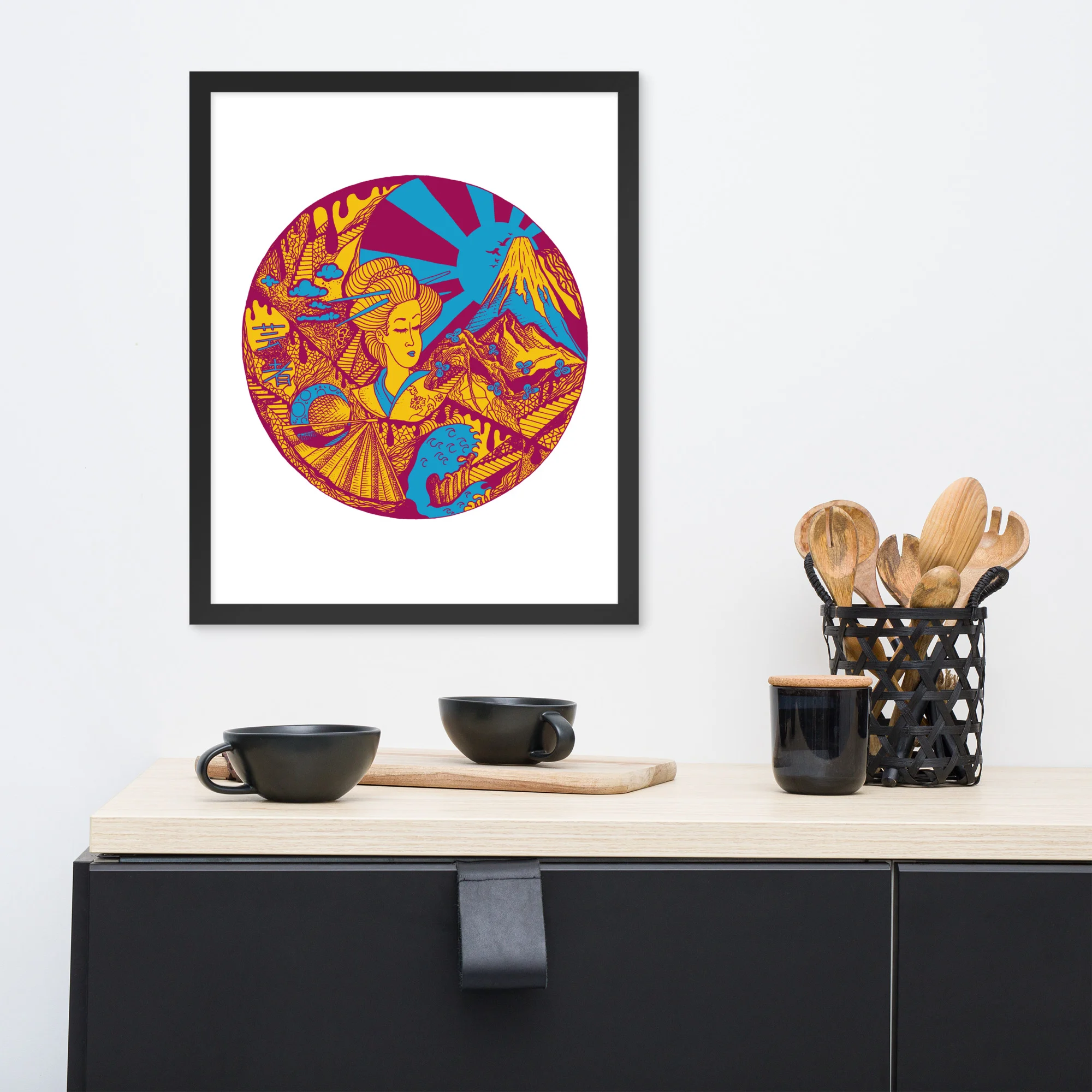 Triadic Dreaming of Japan - Japanese Circle Framed Art Print - Image 3