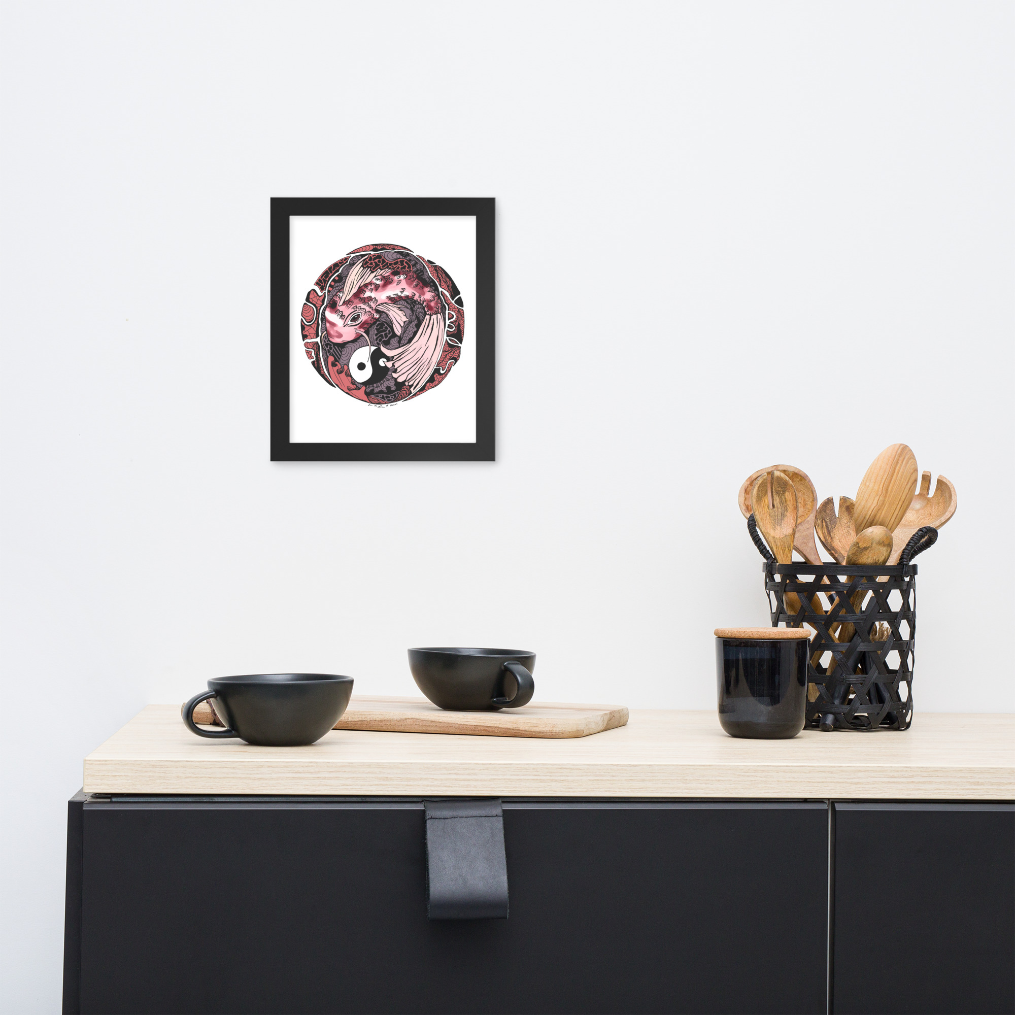 Amber and Rose Koi of Balance - Koi Fish Framed Art Print - Image 2