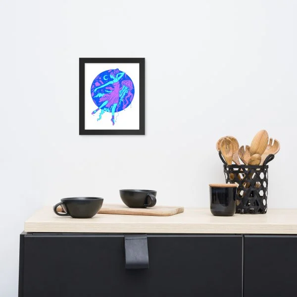 Blue The Oceanic Dancer | Ballerina Drawing Framed Art Print