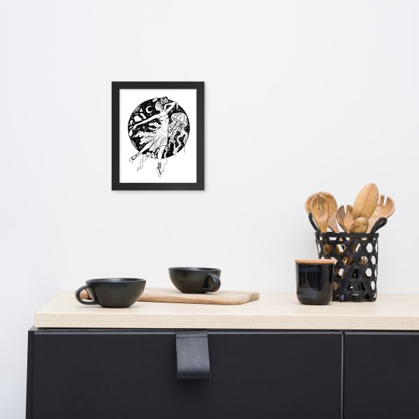 The Oceanic Dancer | Ballerina Drawing Framed Art Print