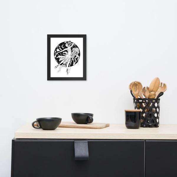 The Oceanic Dancer | Ballerina Drawing Framed Art Print