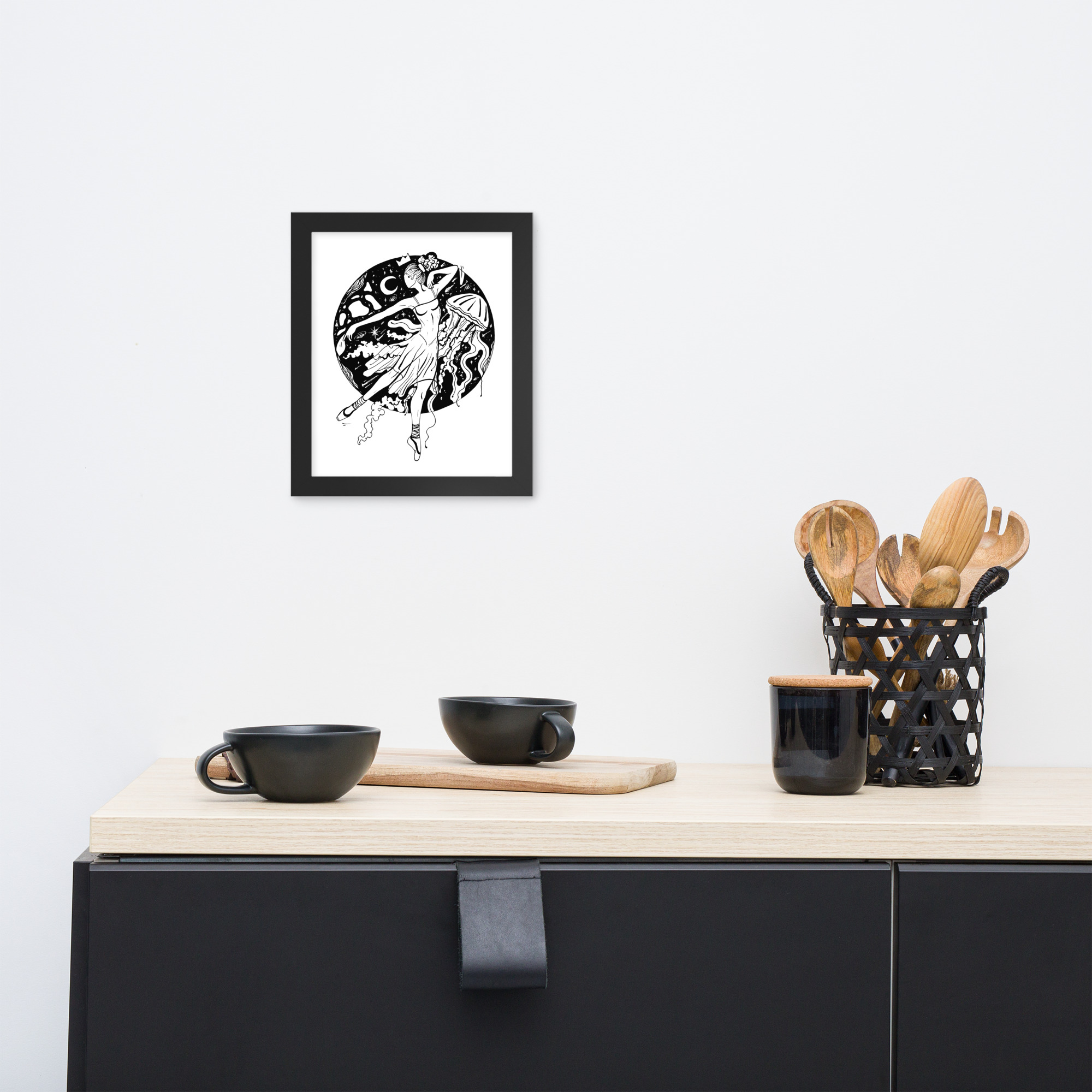 The Oceanic Dancer | Ballerina Drawing Framed Art Print