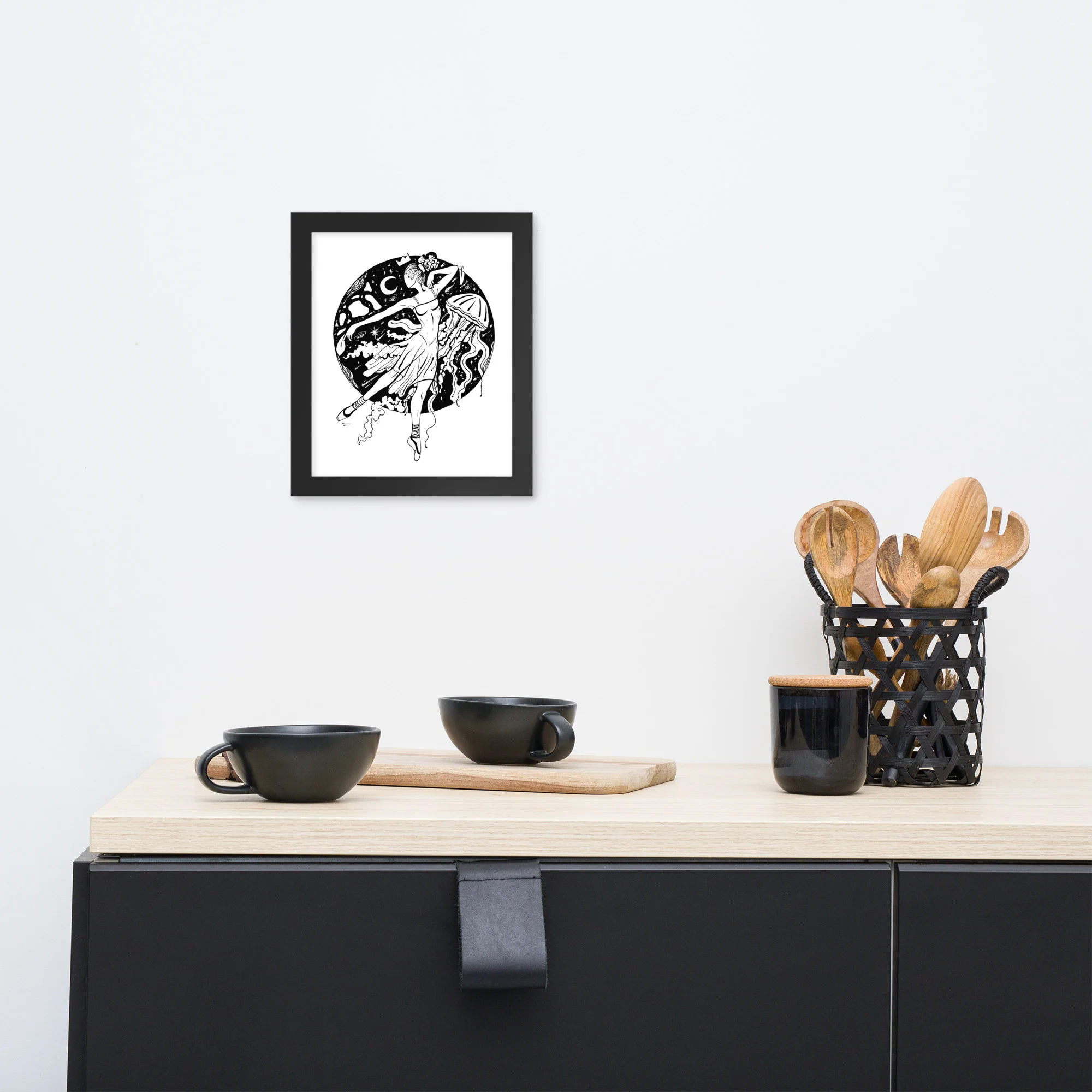 The Oceanic Dancer | Ballerina Drawing Framed Art Print