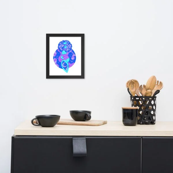 Blue Birth of Sahelle | Art gift for Mom Framed Art Print