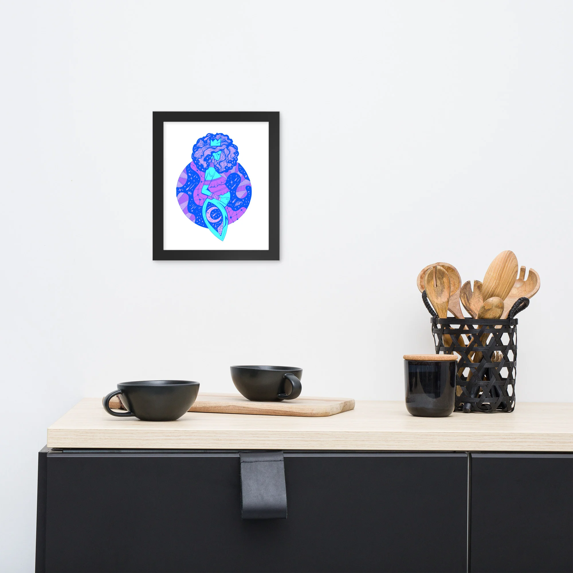 Blue Birth of Sahelle | Art gift for Mom Framed Art Print