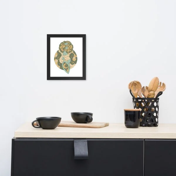 Sage Green Birth of Sahelle | Art gift for Mom Framed Art Print