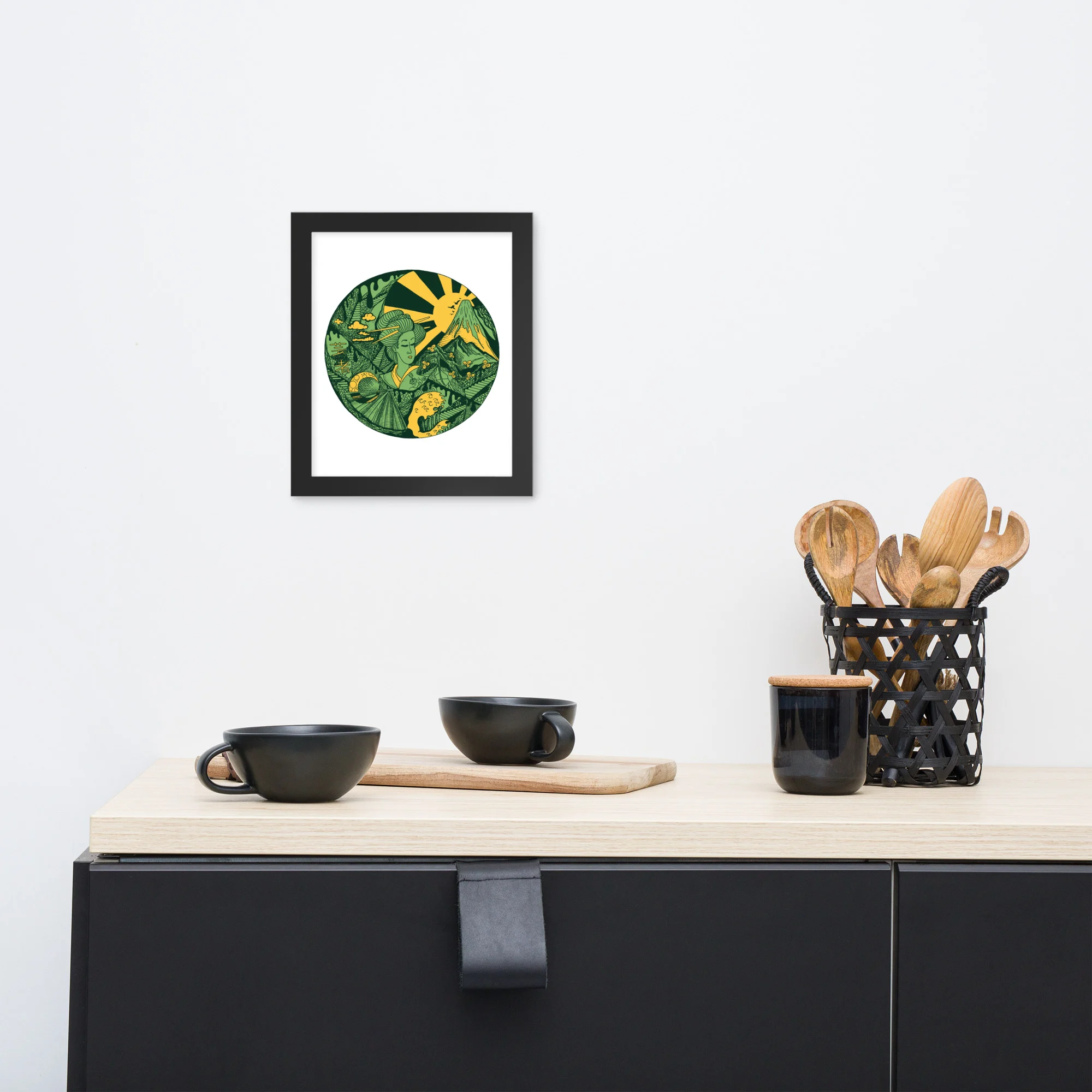 Forrest Green Dreaming of Japan - Japanese Circle Framed Art Print