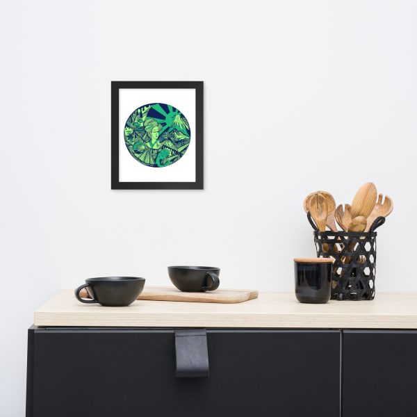 Green Dreaming of Japan - Japanese Circle Framed Art Print
