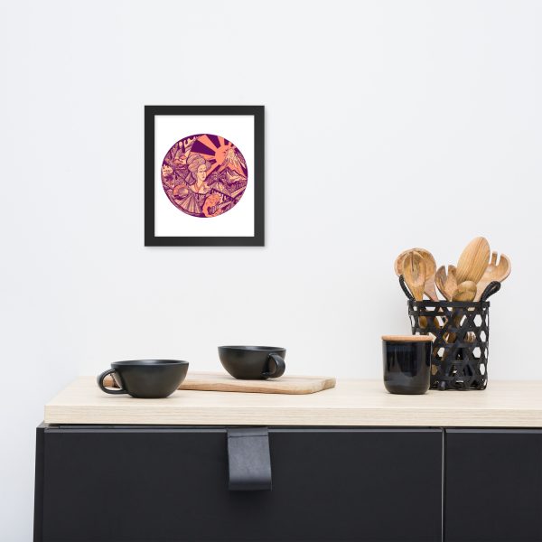 Peach Dreaming of Japan - Japanese Circle Framed Art Print