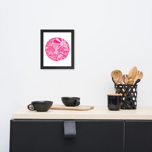 Pink Dreaming of Japan - Japanese Circle Framed Art Print