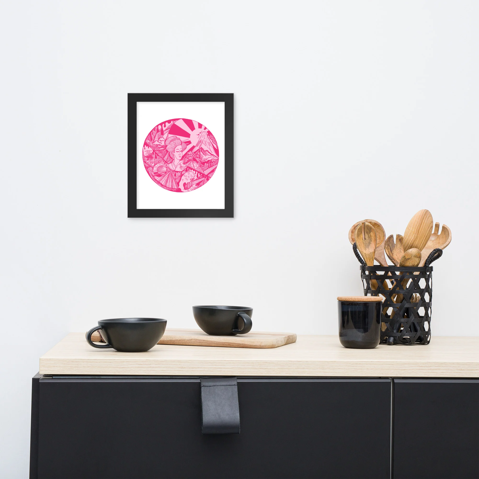 Pink Dreaming of Japan - Japanese Circle Framed Art Print
