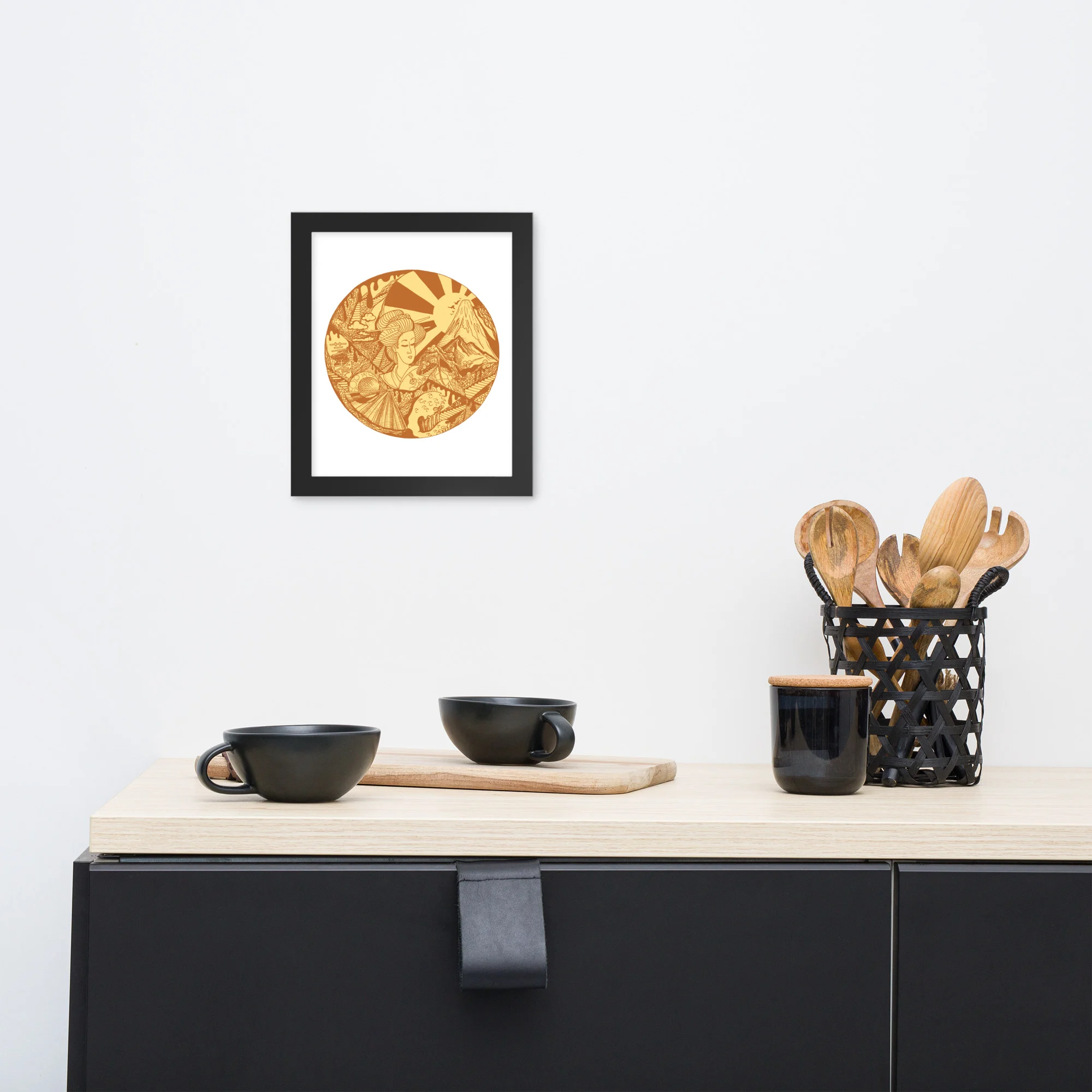 Terracotta Dreaming of Japan - Japanese Circle Framed Art Print