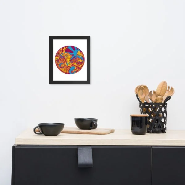Triadic Dreaming of Japan - Japanese Circle Framed Art Print