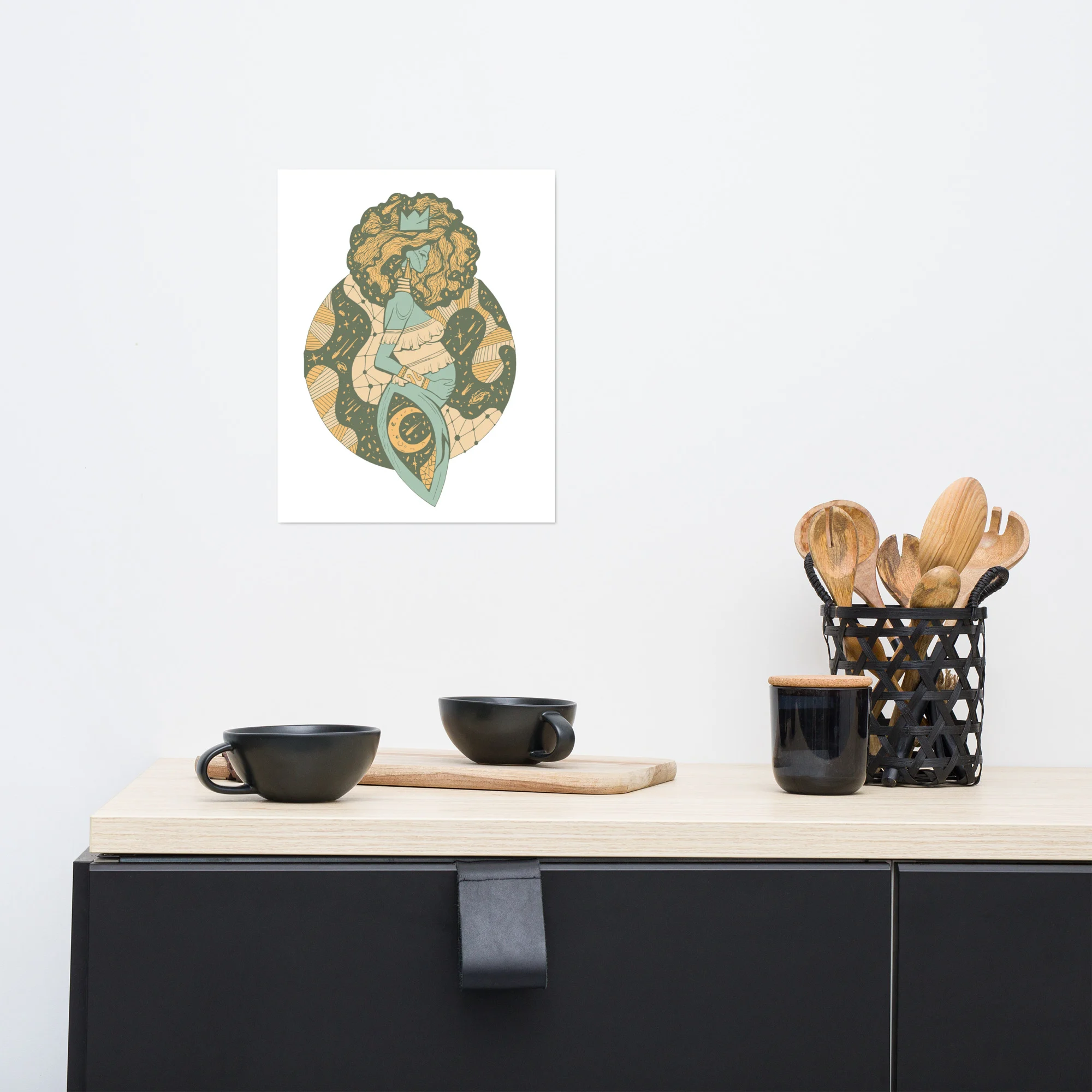 Sage Green Birth of Sahelle | Mom Drawing - Mom Art Print - Image 2