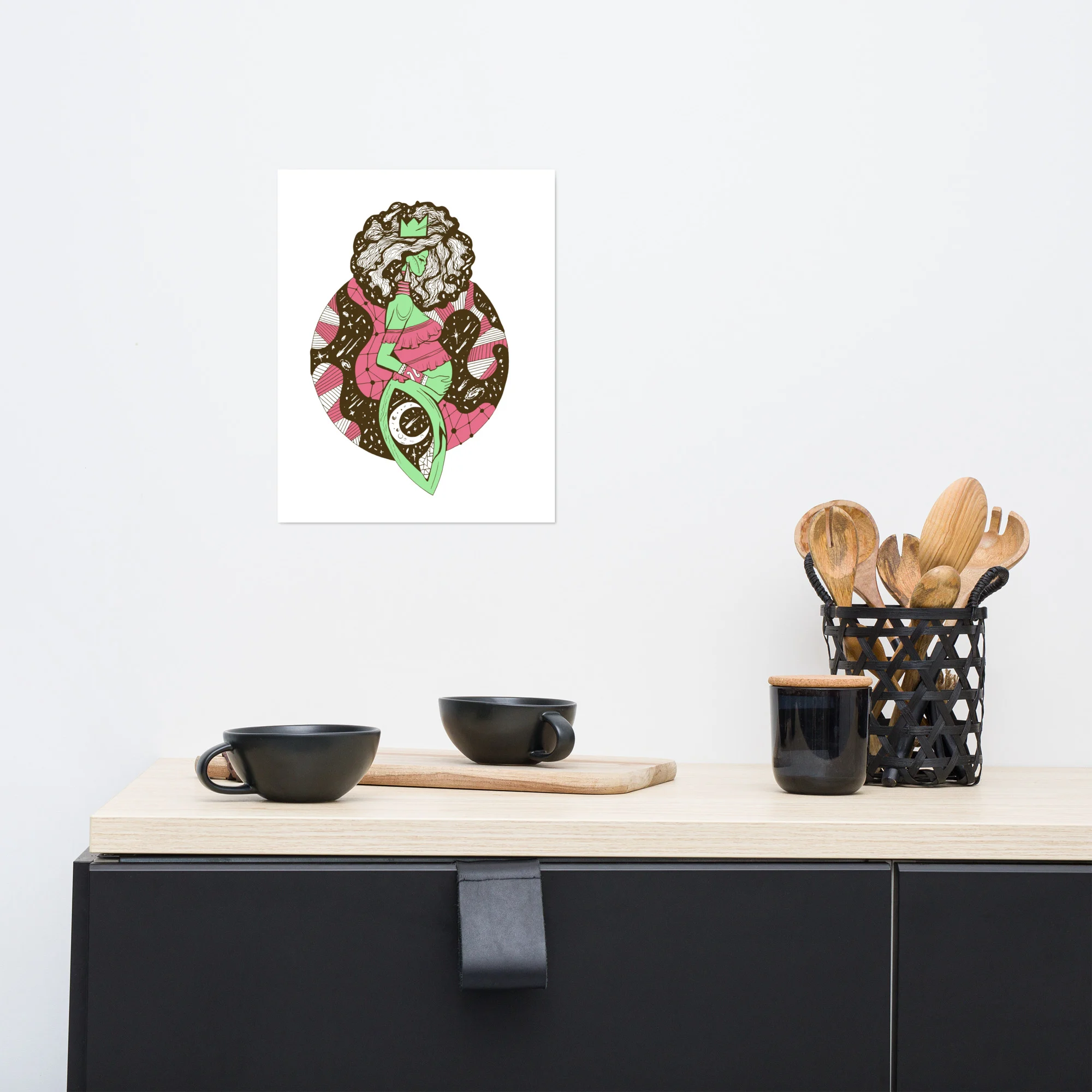 Pink and Green Birth of Sahelle | Mom Drawing - Mom Art Print - Image 2
