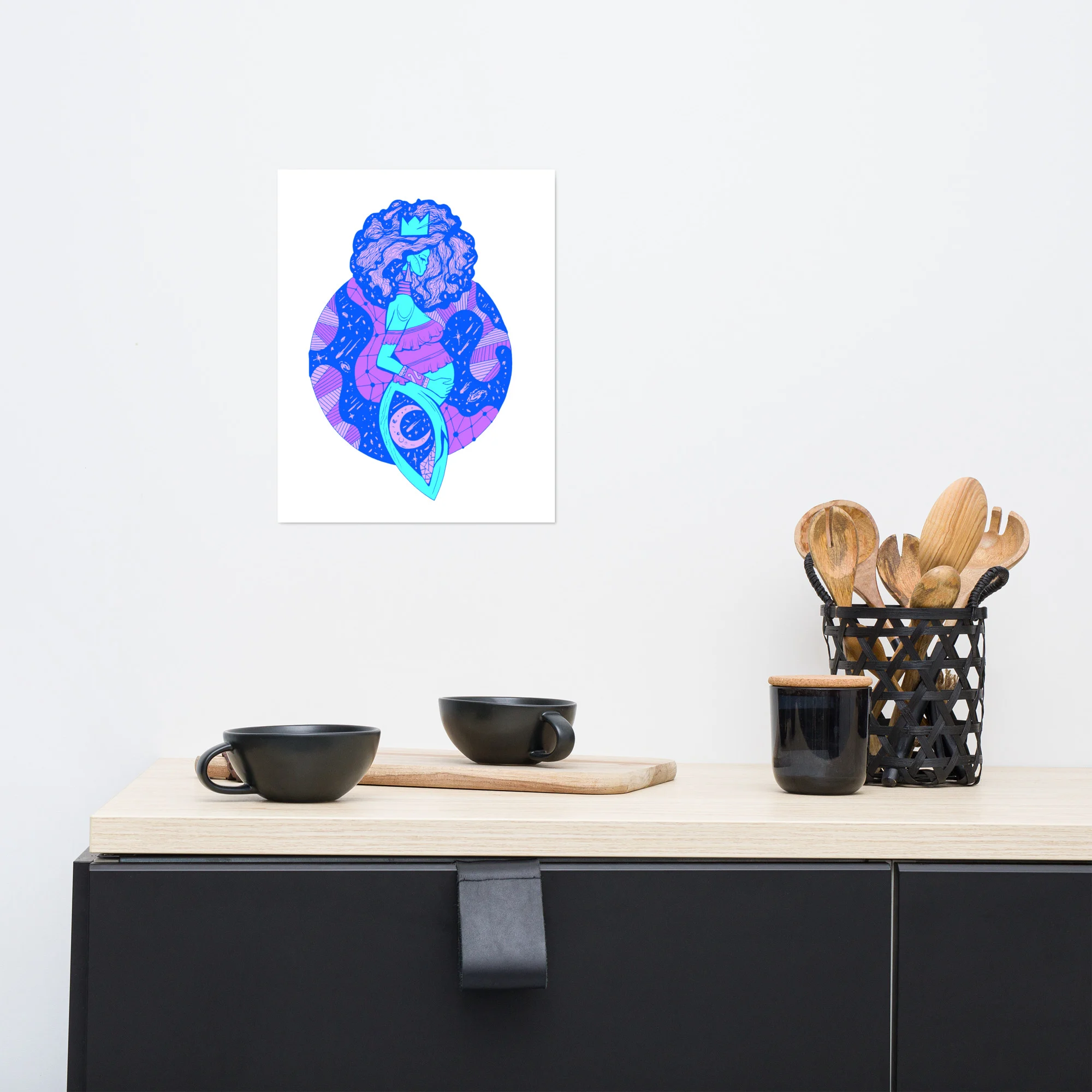 Blue Birth of Sahelle | Mom Drawing - Mom Art Print - Image 2