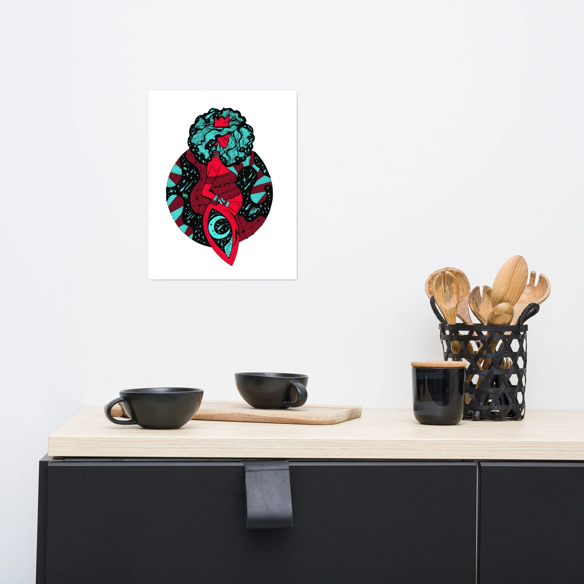 Turquoise Red Birth of Sahelle | Mom Art Print - Image 2