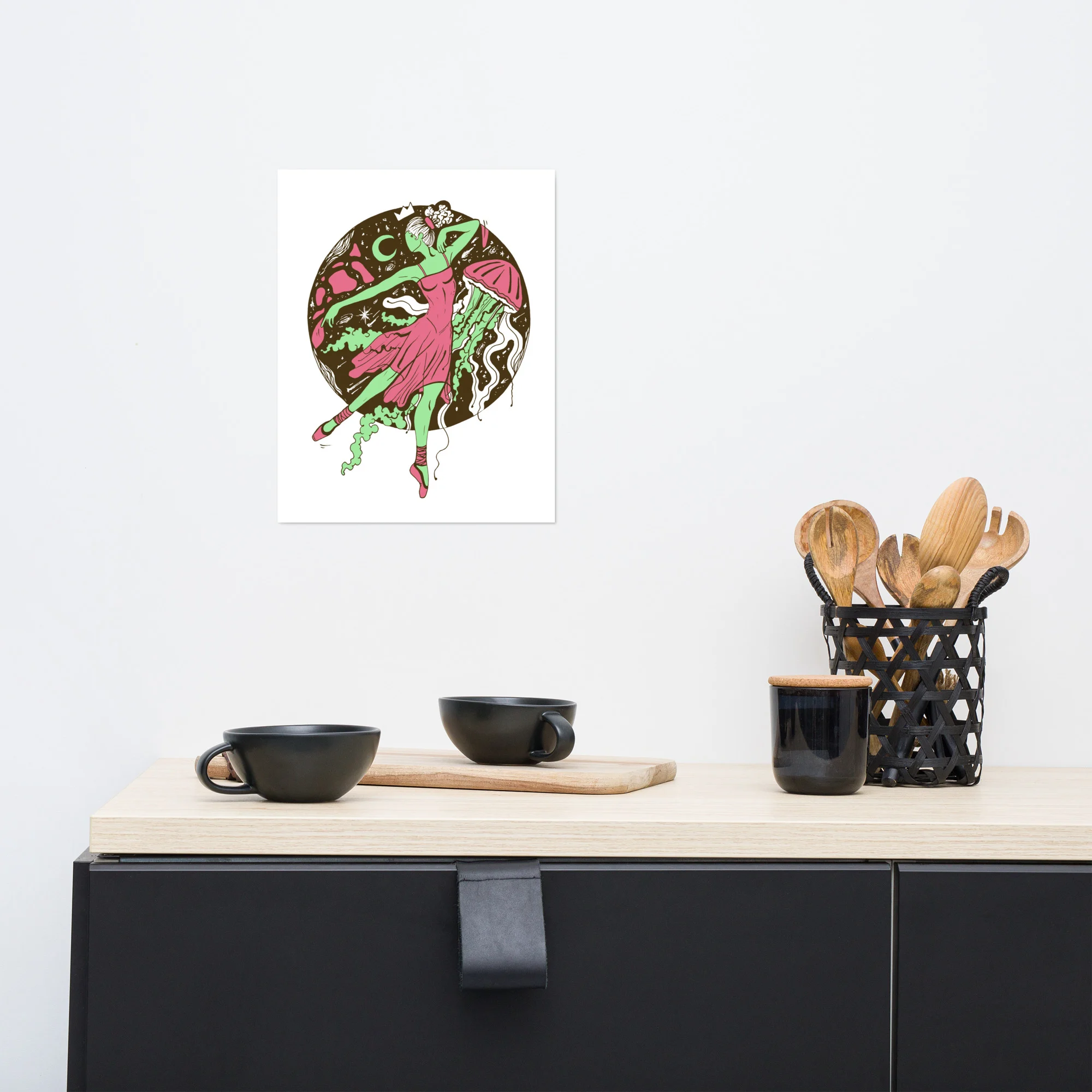 Pink and Green The Oceanic Dancer | Ballerina Art – Ballet Art Print - Image 2