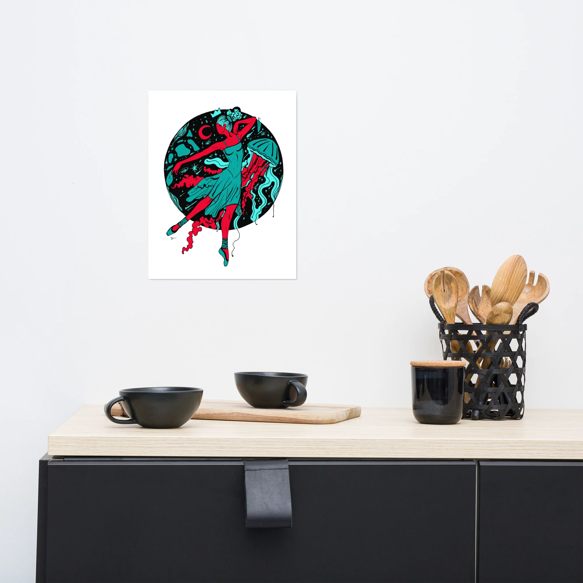 Turquoise Red The Oceanic Dancer | Ballerina Art – Ballet Art Print - Image 2