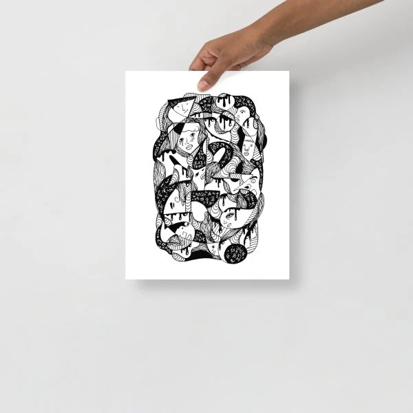 10 Faces and Numbers - Numbers Art Print