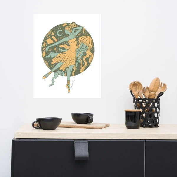 Sage Green The Oceanic Dancer - Ballet Art Print