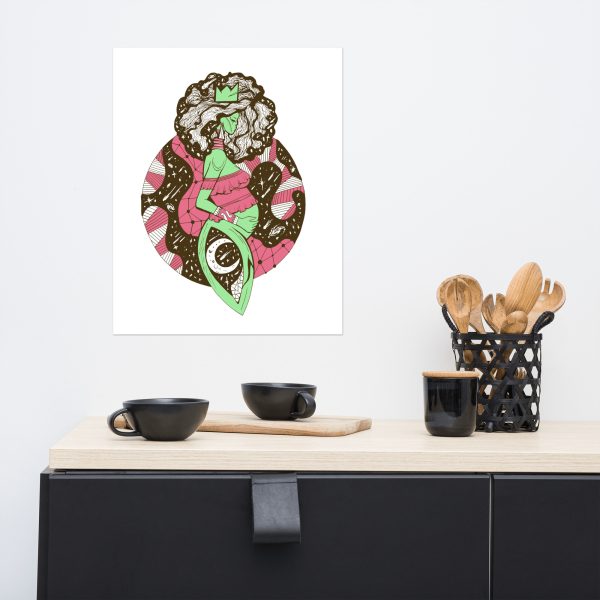 Pink and Green Birth of Sahelle | Mom Drawing - Mom Art Print
