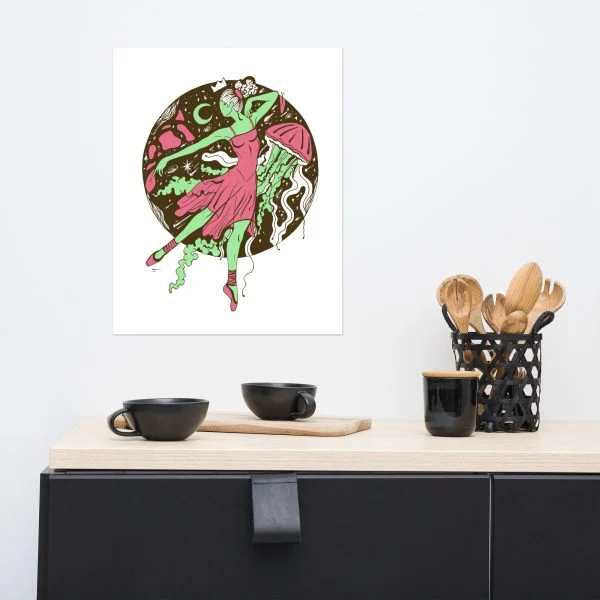 Pink and Green The Oceanic Dancer | Ballerina Art – Ballet Art Print
