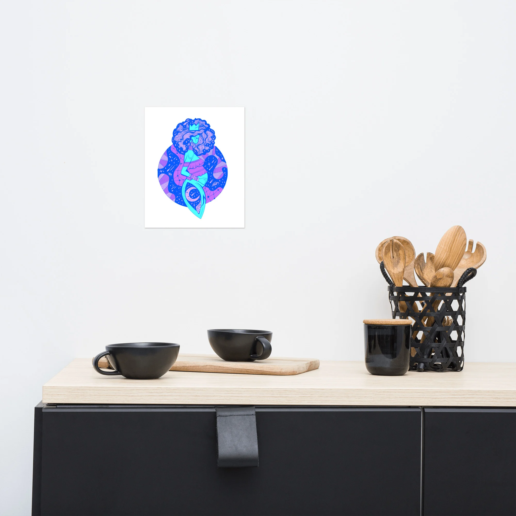 Blue Birth of Sahelle | Mom Drawing - Mom Art Print - Image 3