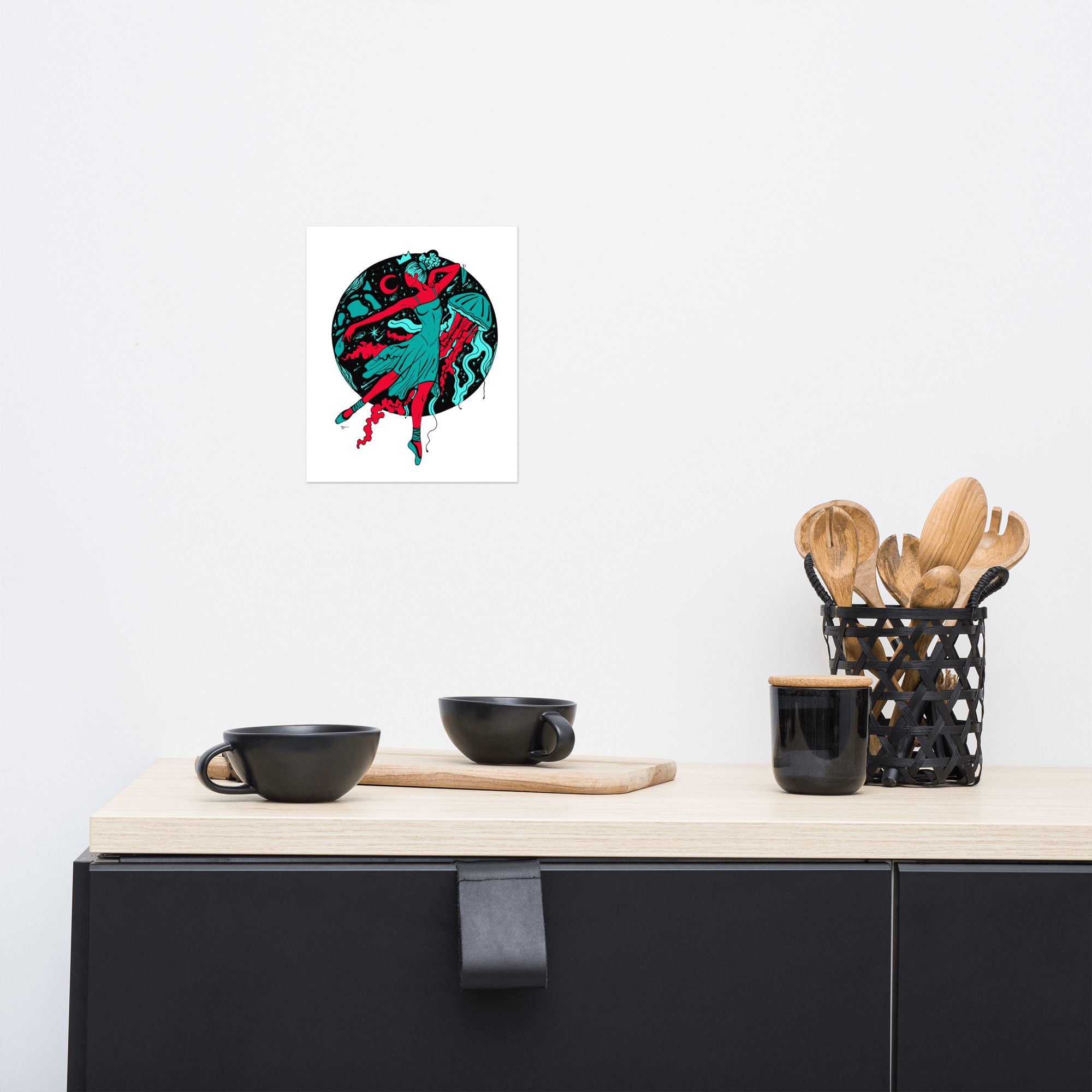 Turquoise Red The Oceanic Dancer | Ballerina Art – Ballet Art Print - Image 3