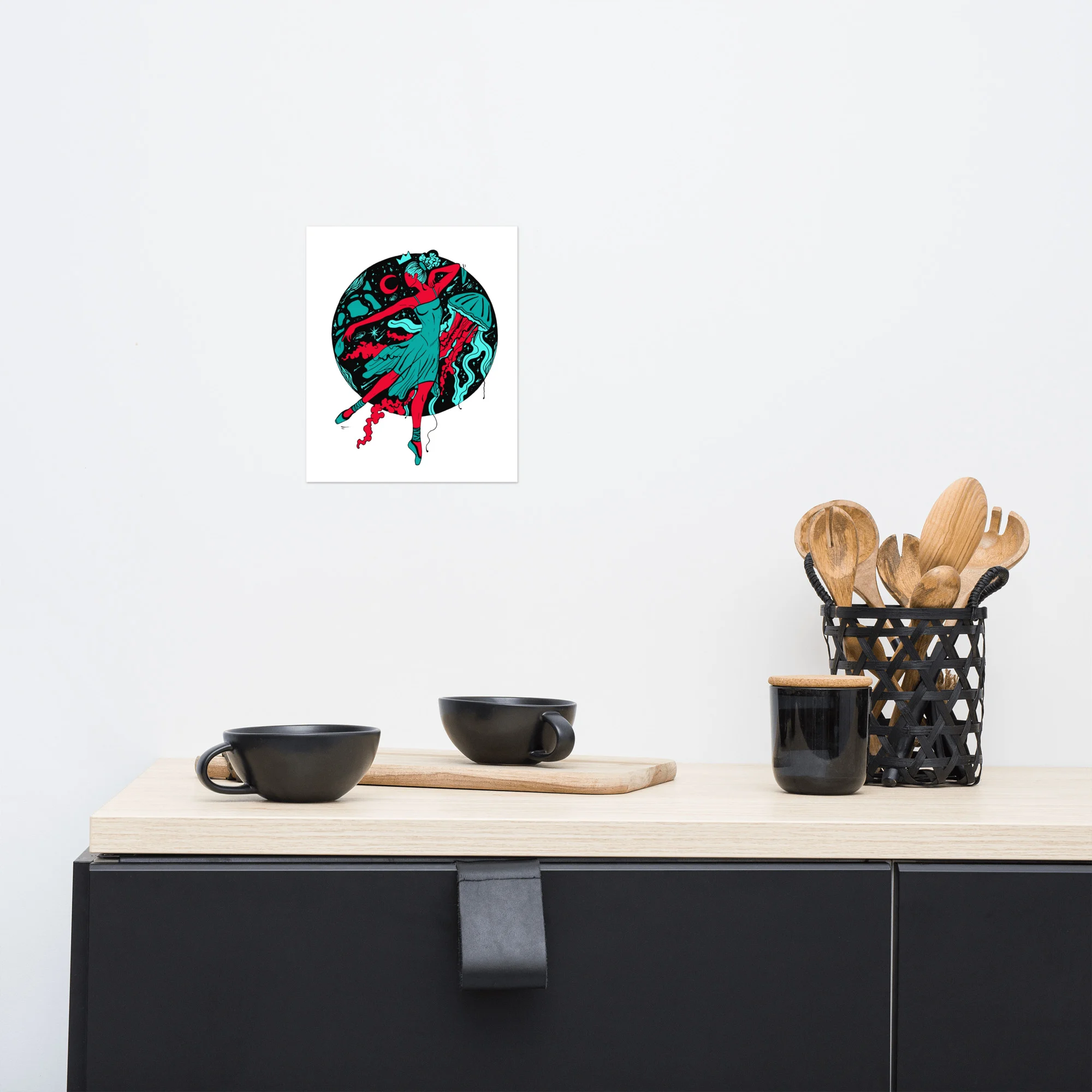 Turquoise Red The Oceanic Dancer | Ballerina Art – Ballet Art Print - Image 3