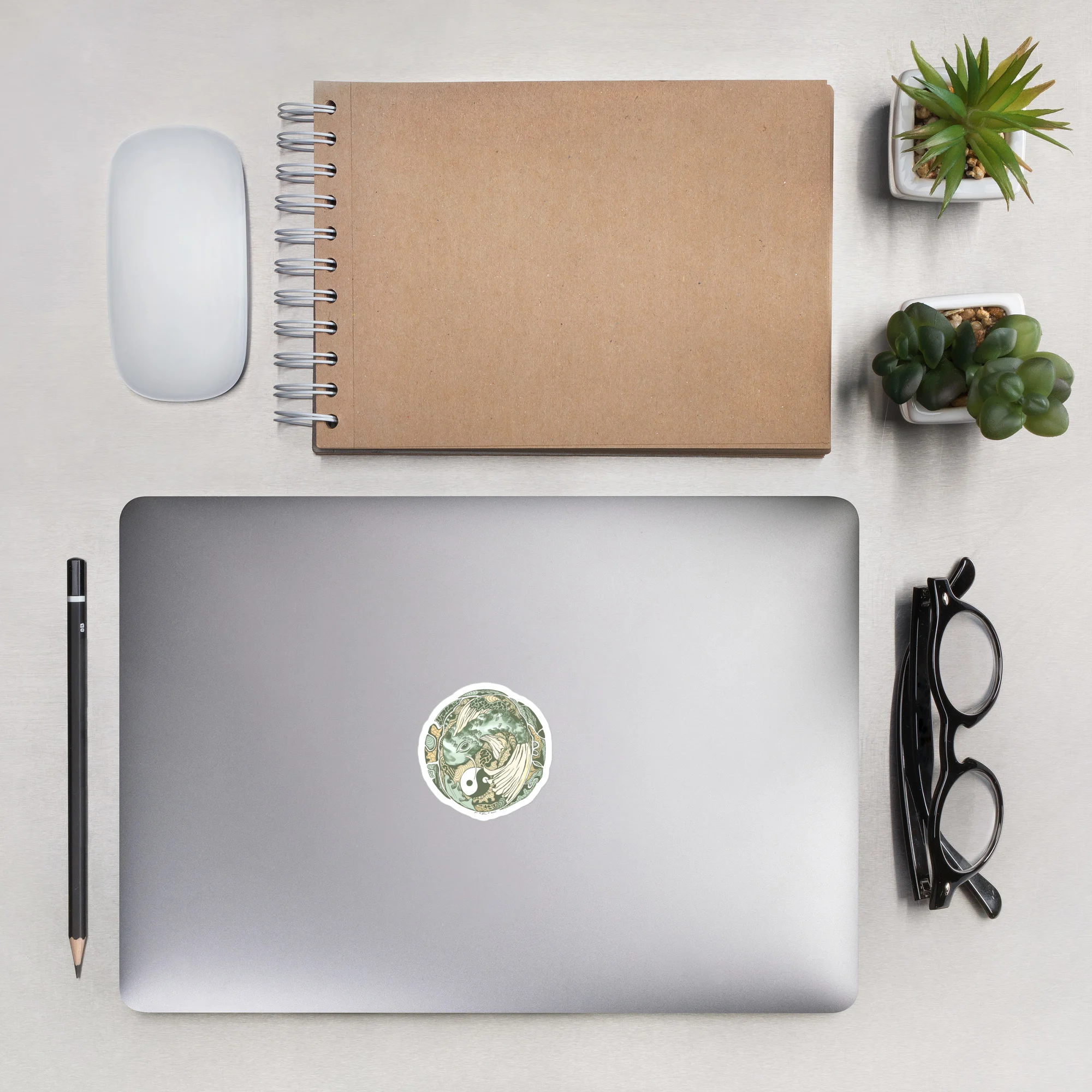 Sage Green Koi of Balance - Koi Fish Stickers