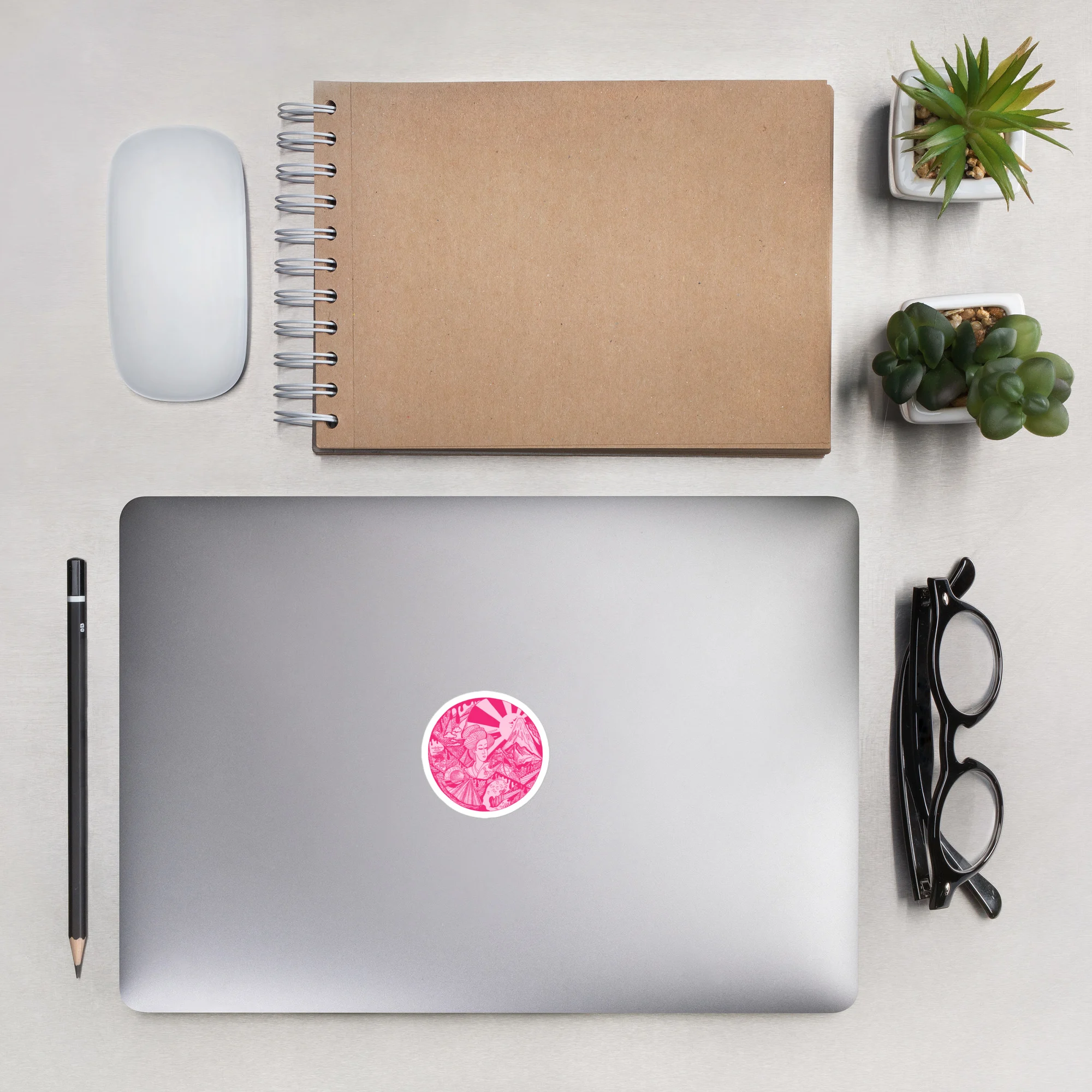Pink Dreaming of Japan - Japanese Circle Stickers