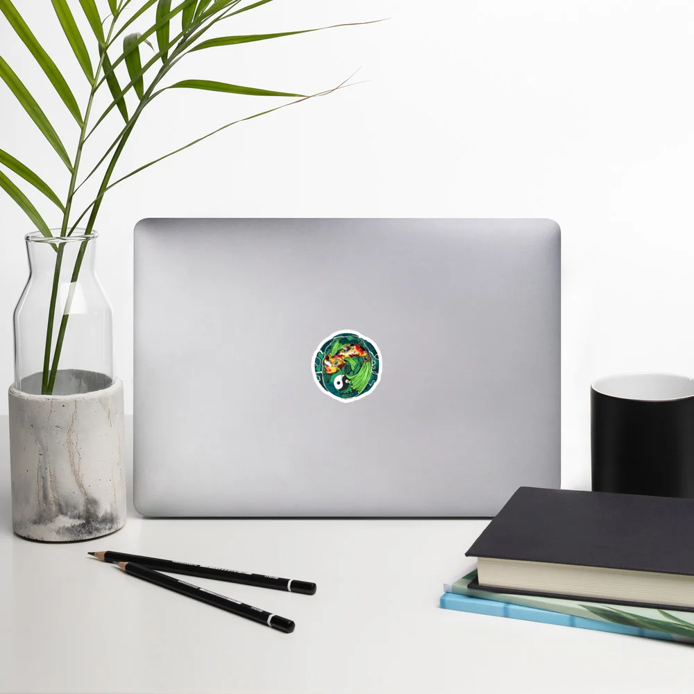 Green Koi of Balance - Koi Fish Stickers - Image 2